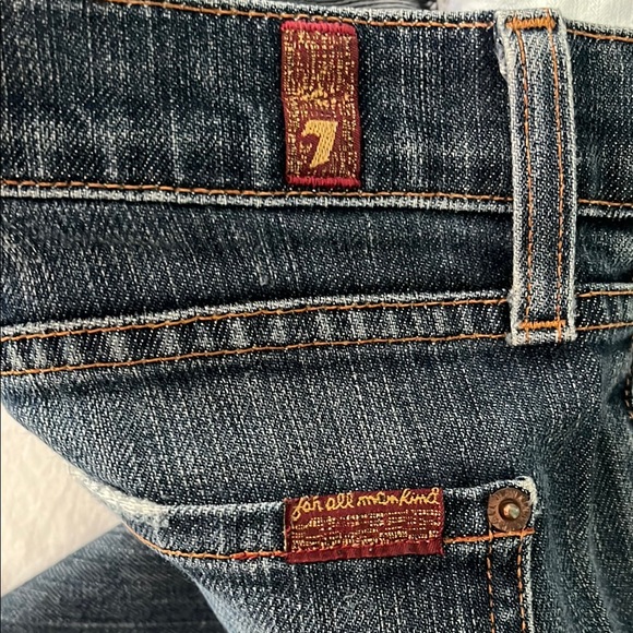 7 For All Mankind Dark Blue Low Rise Boot Cut Jeans - Picture 8 of 8